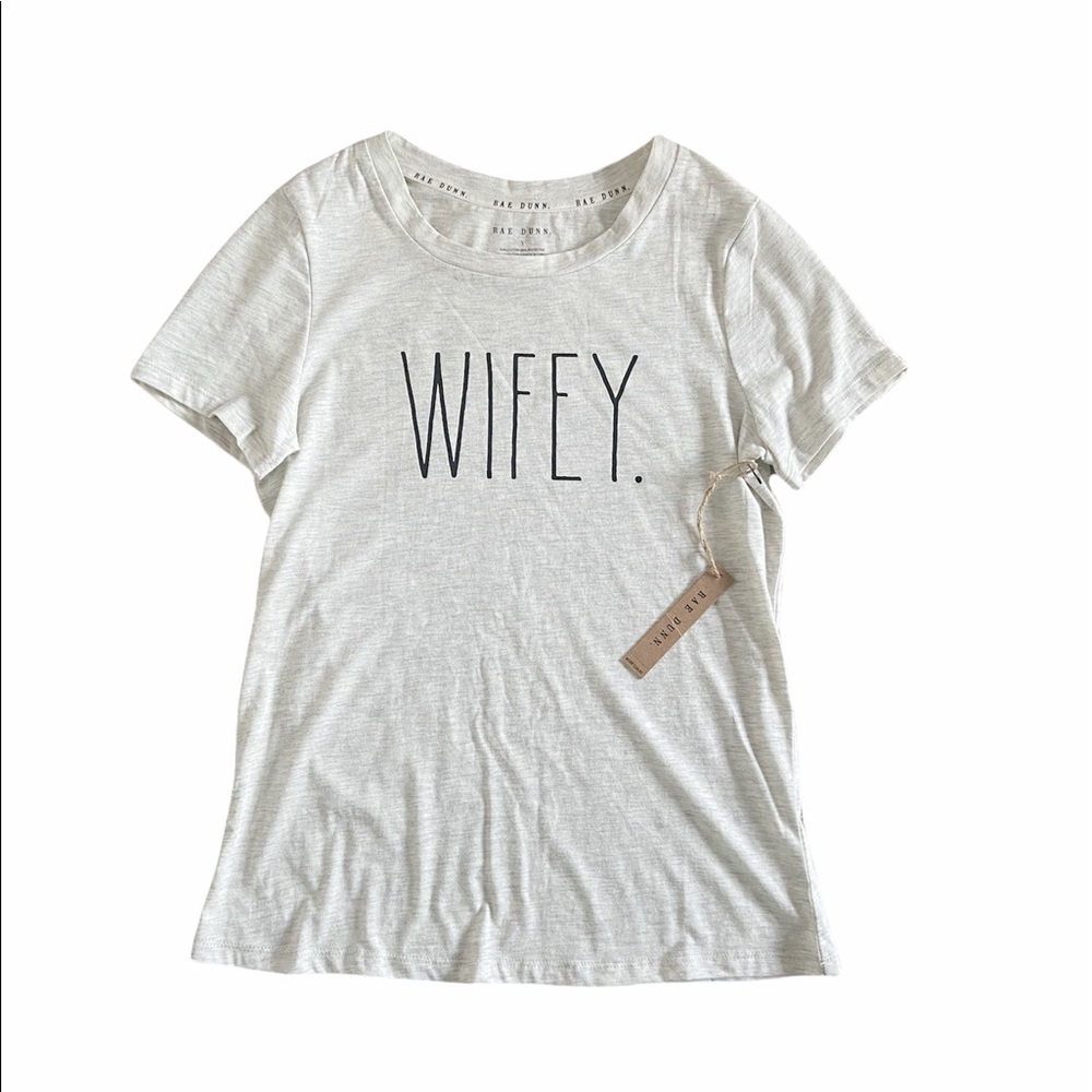 New Rae Dunn WIFEY Artist T-Shirt Oatmeal Heather